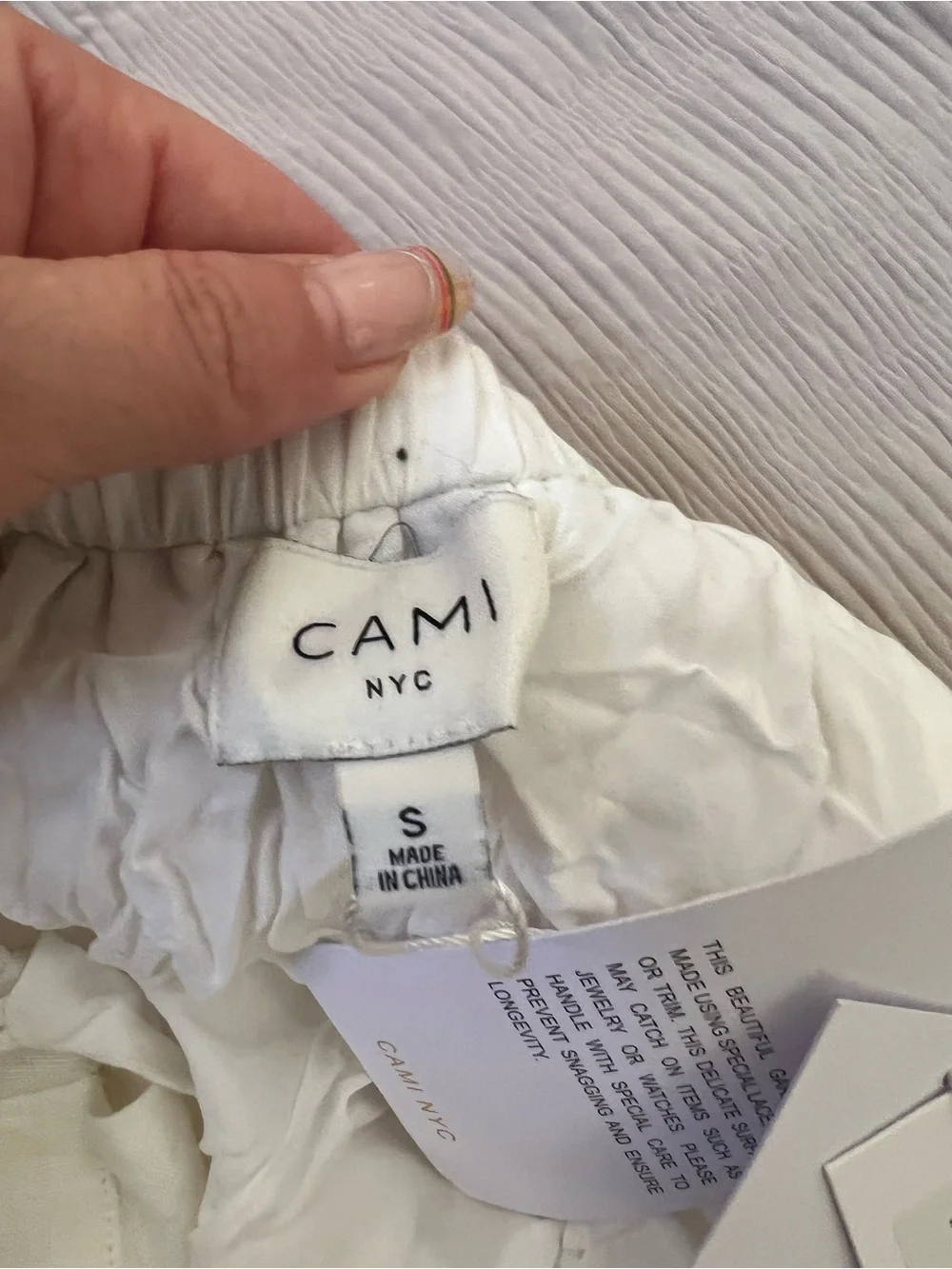 CAMI NYC Rose Cami White Beaded Strap Babydoll Top NWT Size S
